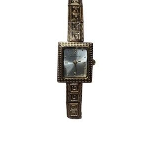 Vintage Gold Tone Anne‎ Klein square face and a Greek Key design  band watch